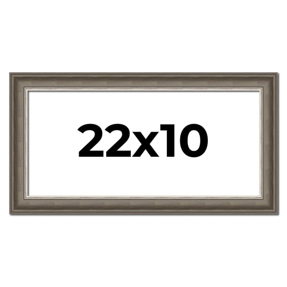 22x10 Frame Brown Solid Wood Picture Frame | 1.75 Inch Moulding Width | Austin Frame Complete with