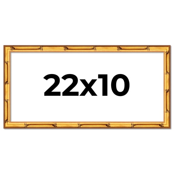 22x10 Frame Gold Bamboo Picture Frame - Complete Modern Photo Frame Includes UV Acrylic Shatter
