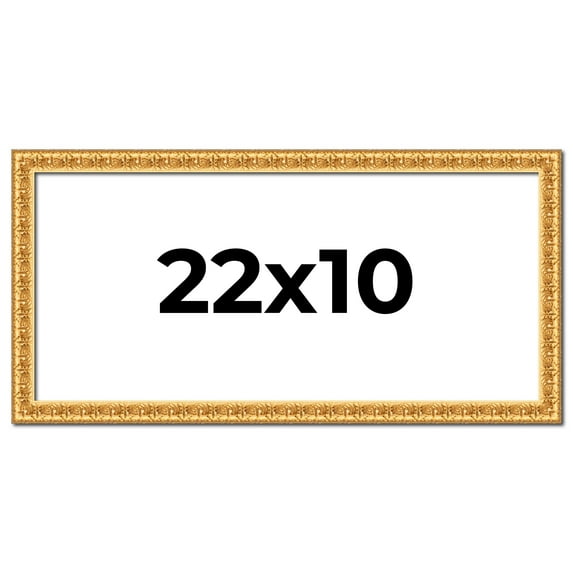 22x10 Frame Gold Real Wood Picture Frame Width 1 inches | Interior Frame Depth 0.5 inches | Edwina