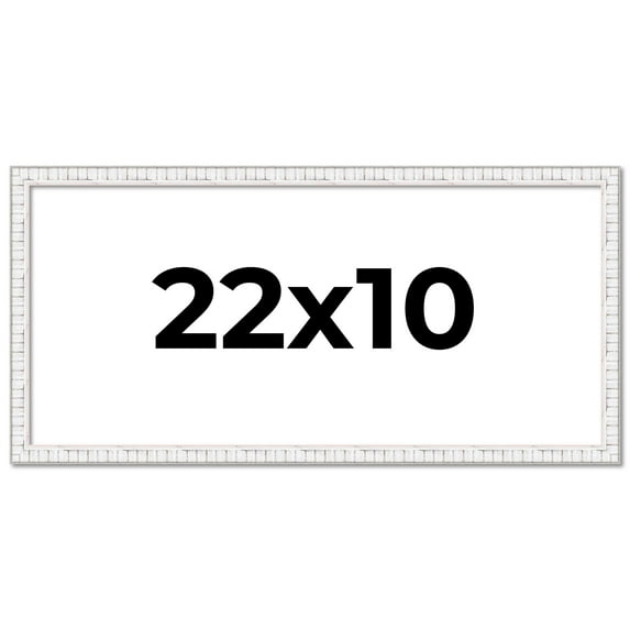 22x10 Frame White Scuffed Rustic Solid Wood Picture Frame | 0.75 Inch Moulding Width| Includes UV