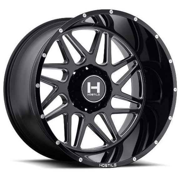 22x10 Hostile H108 Sprocket Blade Cut (Blk Milled) Wheel 8x180 (-25mm)