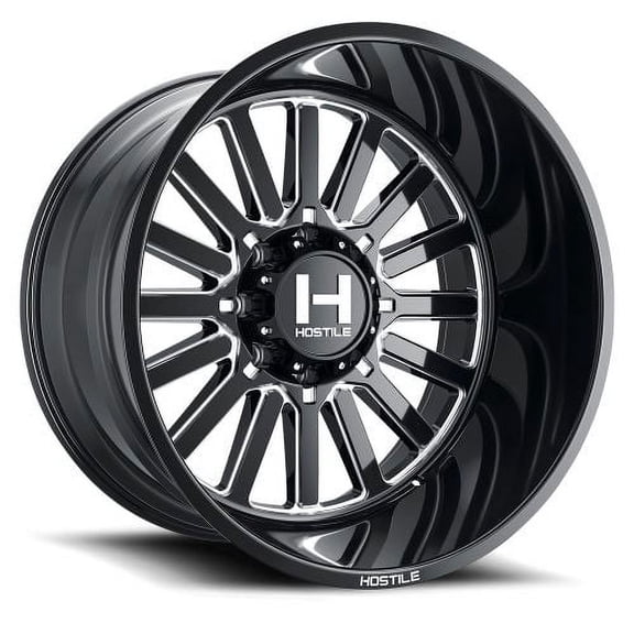 22x10 Hostile H127 Titan Blade Cut (Gloss Black & Milled) Wheel 8x180 (-25mm)