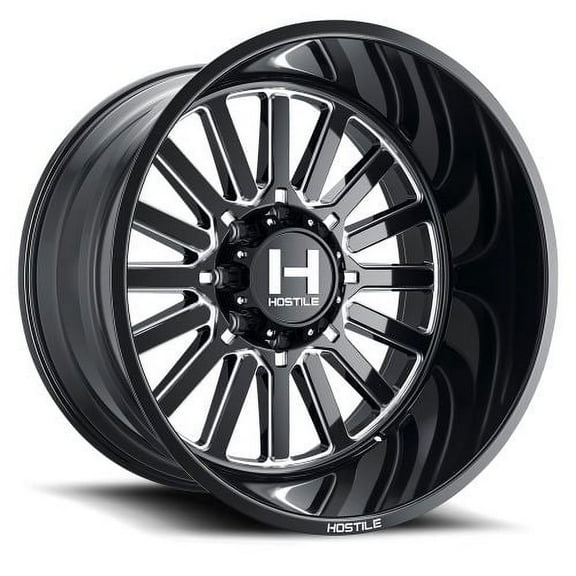 22x10 Hostile H127 Titan Blade Cut (Gloss Black & Milled) Wheel 8x6.5 (-25mm)
