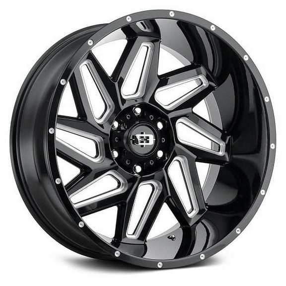 22x10 Vision 361 Spyder Gloss Black Milled Spoke Wheel 8x6.5 (-19mm)