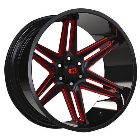 22x10 Vision 363 Razor Gloss Black Milled Spoke w/ Red Tint Wheel 5x5 (-19mm)