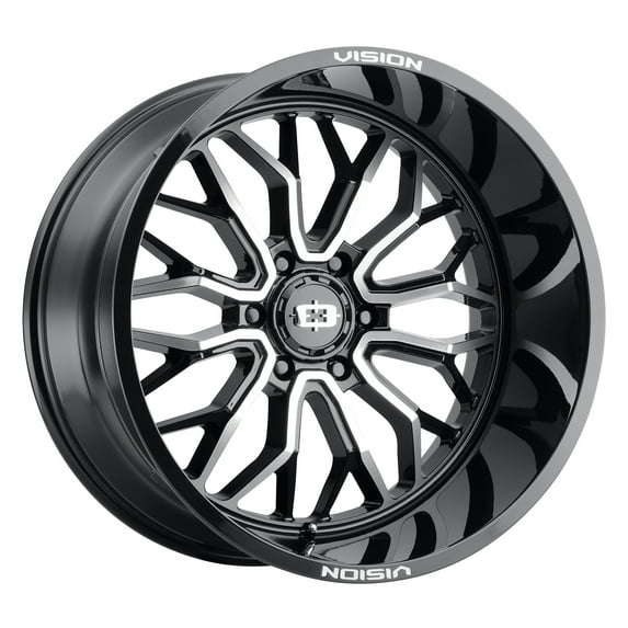 22x10 Vision 402 Riot Gloss Black Machined Face Wheel 6x5.5 (-19mm)