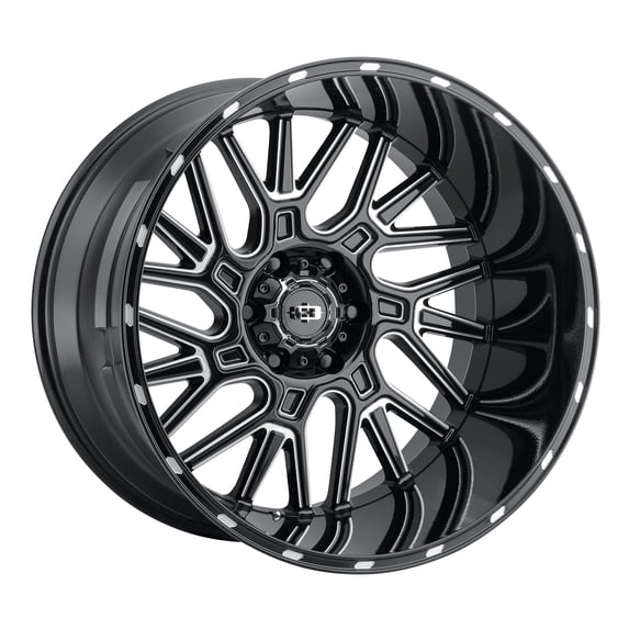 22x10 Vision 404 Brawl Gloss Black Milled Spoke Wheel 5x5.5 (-19mm)
