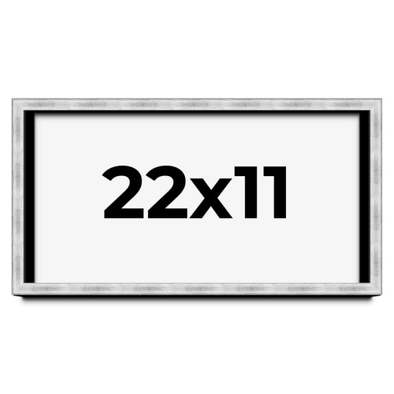 22x11 Frame Brushed Silver Solid Wood Picture Frame | 0.75 Inch Moulding Width | Rabbet Depth 0.75