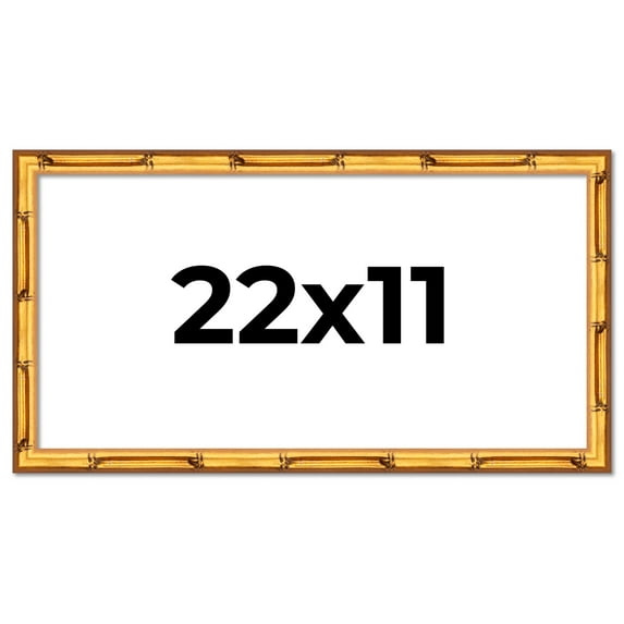 22x11 Frame Gold Bamboo Solid Wood Picture Frame | 1 Inch Moulding Width | Interior Frame Depth