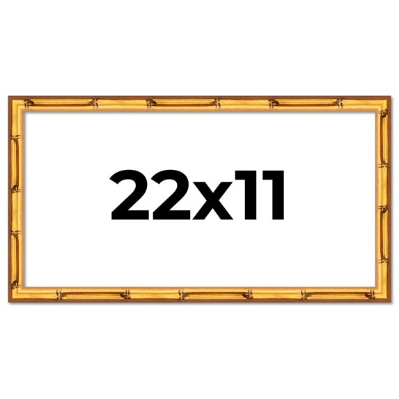 22x11 Frame Gold Bamboo Solid Wood Picture Frame | 1 Inch Moulding Width | Interior Frame Depth