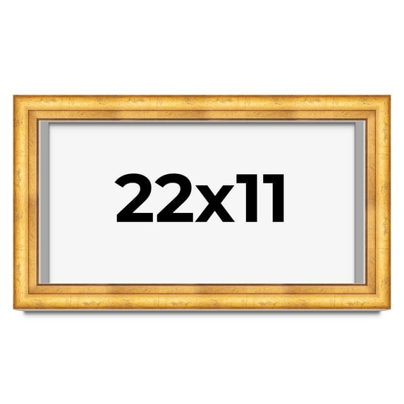 22x11 Shadow Box Frame Gold | 1.75 Inches Deep Real Wood Traditional Shadowbox Display Frame | UV
