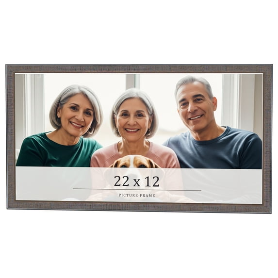 22x12 Frame Blue Kingsley Pewter Solid Wood Picture Frame Width 0.75 Inches |Interior Depth 0.5