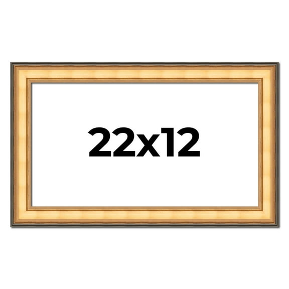 22x12 Frame Gold Plein Aire Solid Wood Picture Frame Width 2 Inches | Interior Frame Depth 0.5