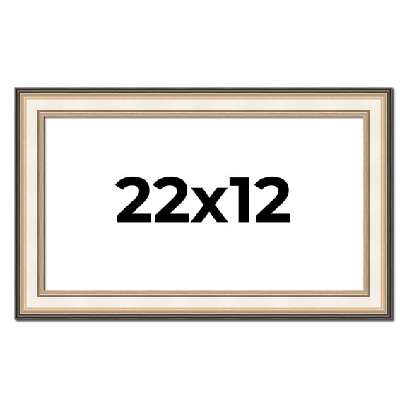 22x12 Frame Gold Silver Plein Aire 2" Inch Wide Moulding Solid Wood Picture Frame | Modena
