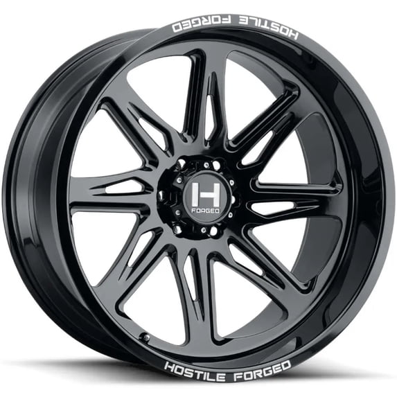 22x12 Hostile FORGED HF07 Tomahawk Gloss Black RIGHT Wheel 6x5.5 (-44mm)