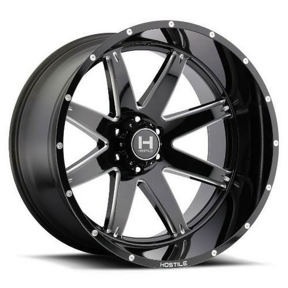 22x12 Hostile H109 Alpha Blade Cut (Blk Milled) Wheel 6x135 (-44mm)