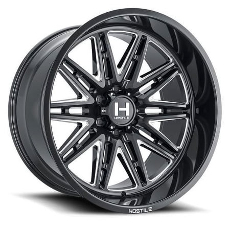 22x12 Hostile H126 Maniac Blade Cut (Gloss Black & Milled) Wheel 6x5.5 (-44mm)
