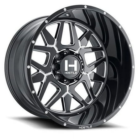 22x12 Hostile H128 Diablo Blade Cut (Gloss Black & Milled) Wheel 8x170 (-44mm)