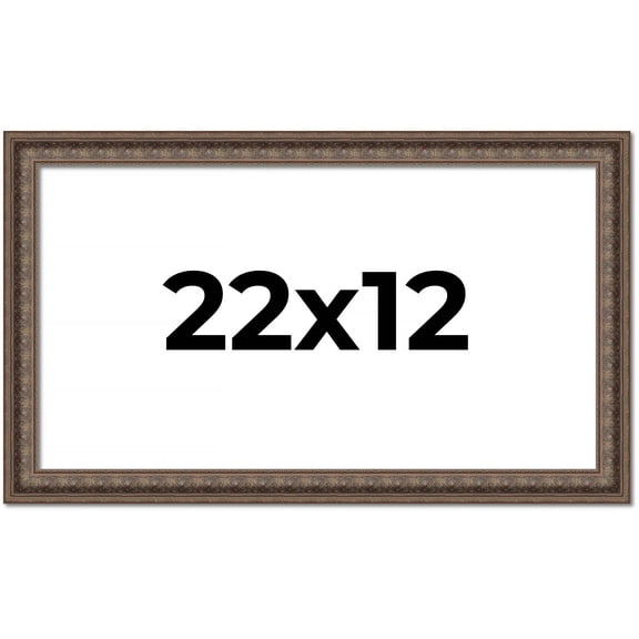 22x12 Ornate Brown Real Wood Picture Frame Width 1.5 Inches | Interior Frame Depth 0.5 Inches |