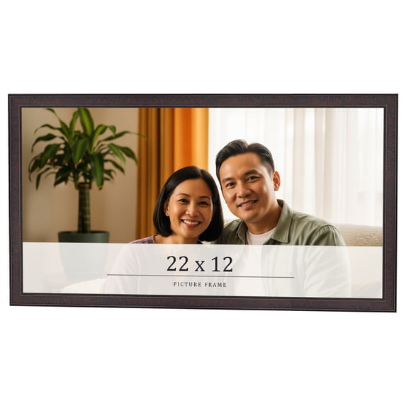 22x12 Rustic Brown Real Wood Picture Frame Width 0.75 inches | Interior Frame Depth 0.5 inches |