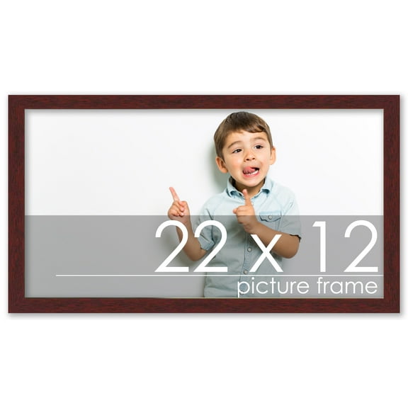 22x12 Mahogany Wood Picture Frame - UV Acrylic, Foam Board Backing, Hanging Hardware