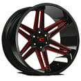 thumbnail image 1 of 22x12 Vision 363 Razor Gloss Black Milled Spoke W/Red Tint Wheel 6x5.5 (-51mm), 1 of 2
