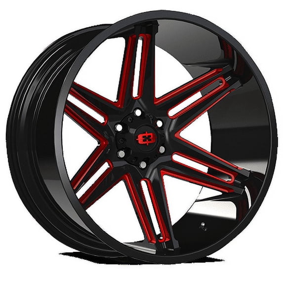 22x12 Vision 363 Razor Gloss Black Milled Spoke W/Red Tint Wheel 6x5.5 (-51mm)