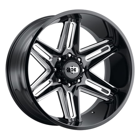 22x12 Vision 363 Razor Gloss Black Milled Spoke Wheel 6x5.5 (-51mm)
