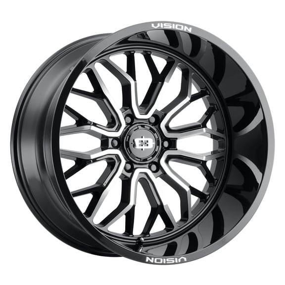 22x12 Vision 402 Riot Gloss Black Machined Face Wheel 5x150 (-51mm)