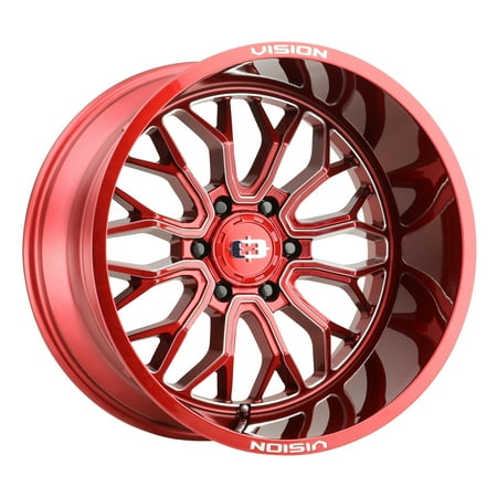 22x12 Vision 402 Riot Red Tint Milled Spoke Wheel 8x6.5 (-51mm)