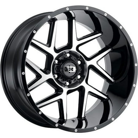 22" Vision 360 Sliver Gloss Black Machined Face Wheel 22x12 6x5.5 -57mm Rim