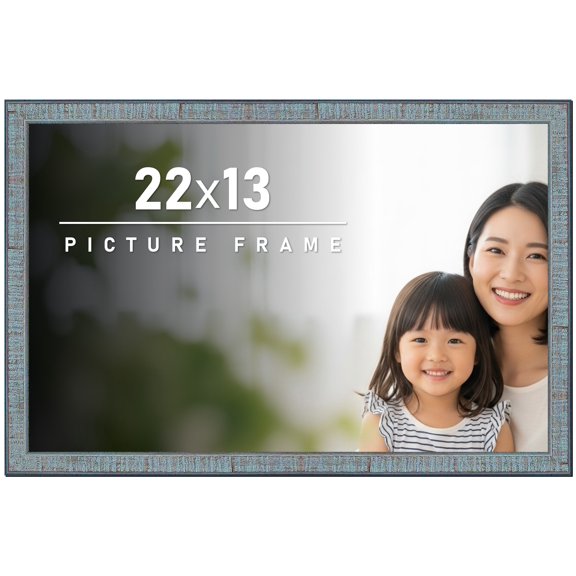 22x13 Frame Rustic Sky Blue Solid Wood Picture Frame | 0.75 Inch Moulding Width |Includes UV