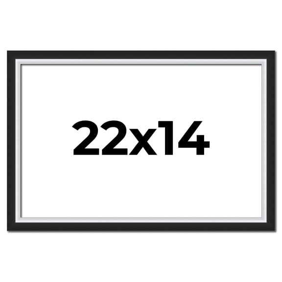22x14 Frame Black & Silver Solid Wood Picture Frame Width 1.25 Inches | Interior Depth 0.75 Inches