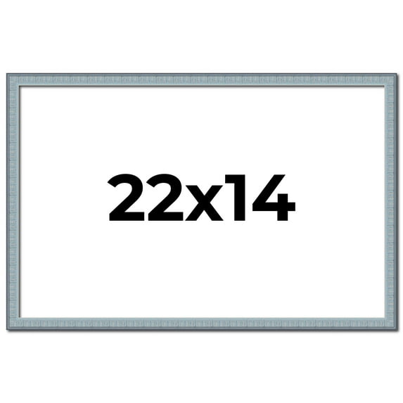 22x14 Frame Blue Scuffed Farm Board Solid Wood Picture Frame Width 0.75 Inches | Interior Depth 0.5