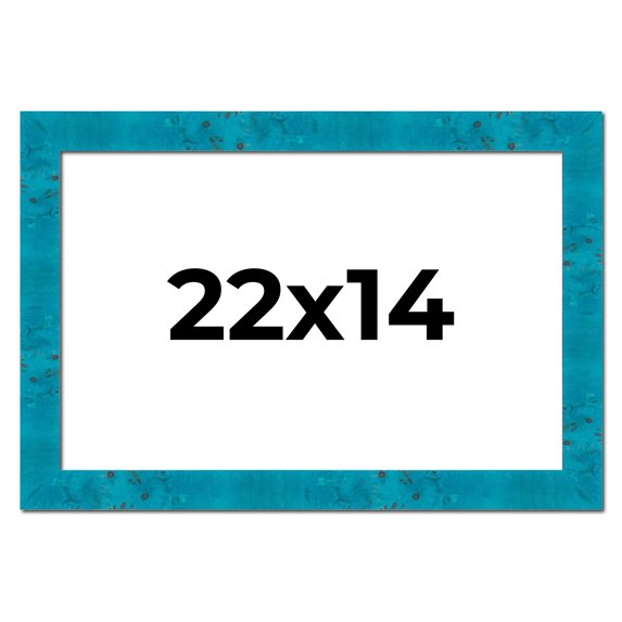 22x14 Frame Blue Teal Burl Wood Picture Frame | 1.75 Inch Moulding Width | Interior Frame Depth 0.5
