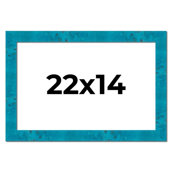 22x14 Frame Blue Teal Burl Wood Picture Frame | 1.75 Inch Moulding Width | Interior Frame Depth 0.5