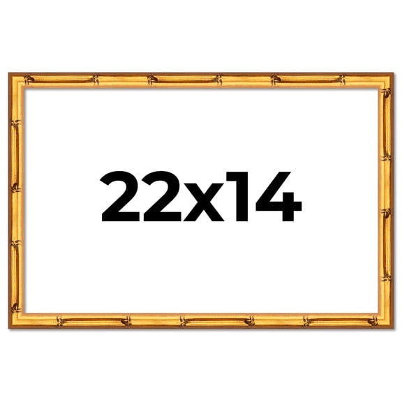 22x14 Frame Gold Bamboo Solid Wood Picture Frame | 0.75 Inch Moulding Width | Interior Frame Depth