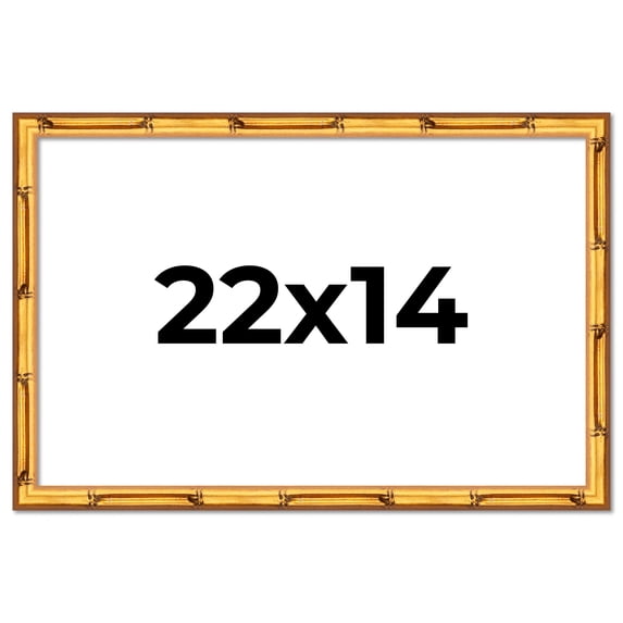 22x14 Frame Gold Bamboo Solid Wood Picture Frame | 1 Inch Moulding Width | Interior Frame Depth