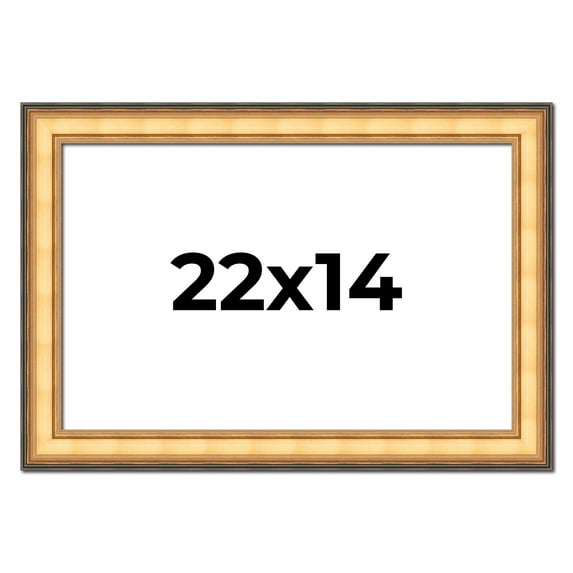 22x14 Frame Gold Plein Aire Solid Wood Picture Frame Width 2 Inches | Interior Frame Depth 0.5