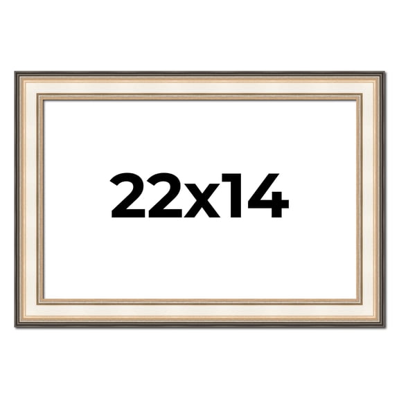 22x14 Frame Gold Silver Plein Aire 2" Inch Wide Moulding Solid Wood Picture Frame | Modena