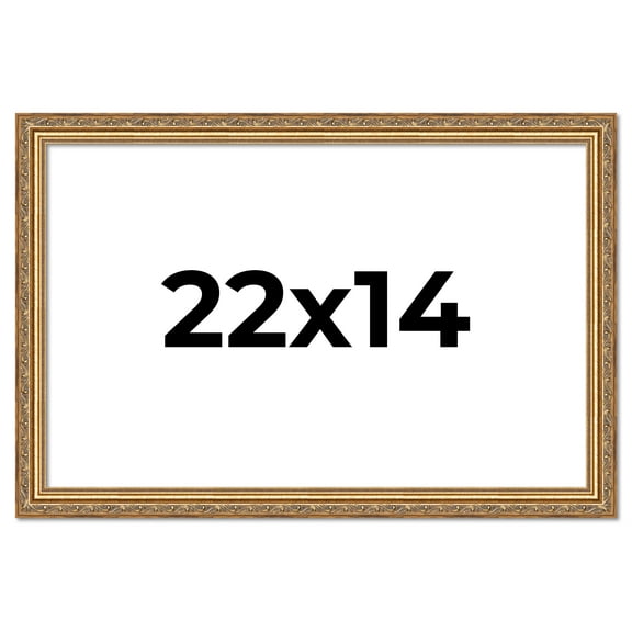22x14 Frame Gold Solid Wood Picture Frame Width 1.25 Inches | Interior Frame Depth 0.375 Inches |