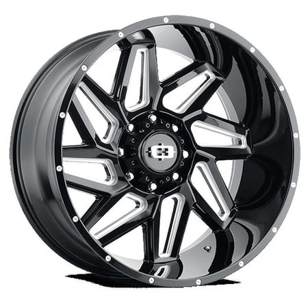 22x14 Vision 361 Spyder Gloss Black Milled Spoke Wheel 6x5.5 (-76mm)