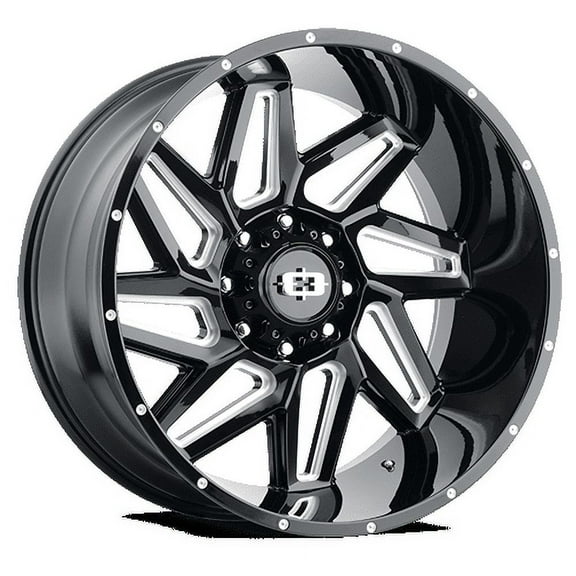 22x14 Vision 361 Spyder Gloss Black Milled Spoke Wheel 8x170 (-76mm)