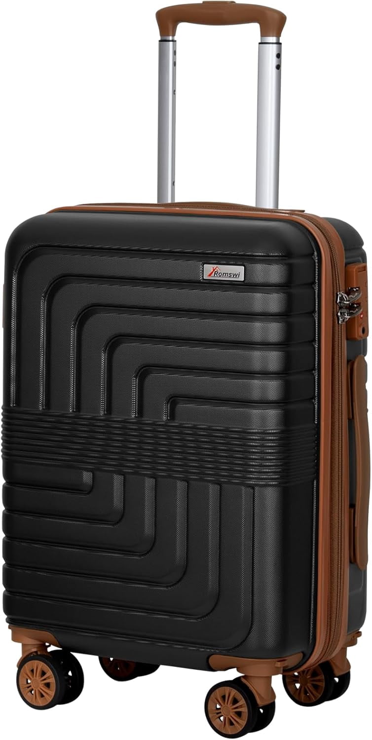22x14x9 Airline Approved 21in Carry On Luggage,Expandable Hardshell Suitcase with Double Spinner Wheels for 20% More Space, Lightweight Hardside CarryOn withYKK Zipper,Scratch-Resistant Black