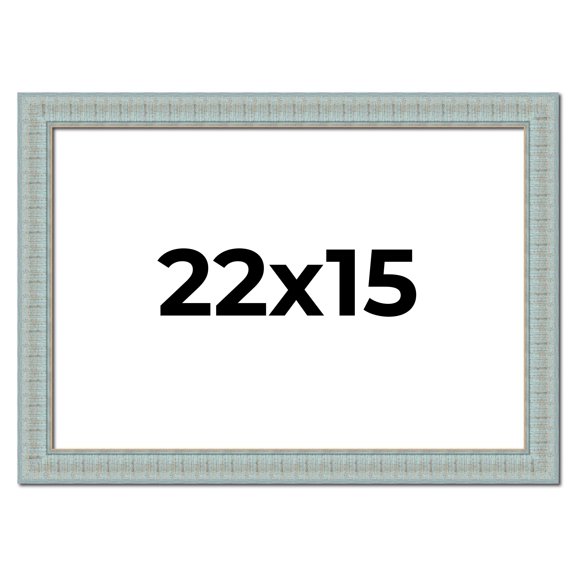 22x15 Frame Blue Teal Distressed Solid Wood Picture Frame | 1.625 Inch Moulding Width | Sonoma Blue