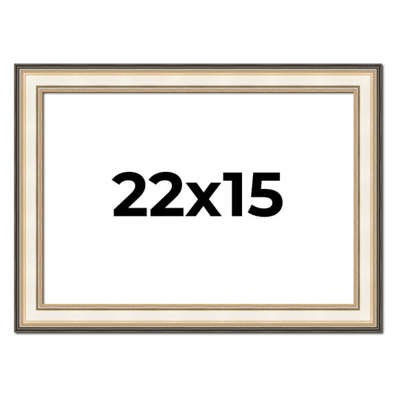 22x15 Frame Gold Silver Plein Aire 2" Inch Wide Moulding Solid Wood Picture Frame | Modena