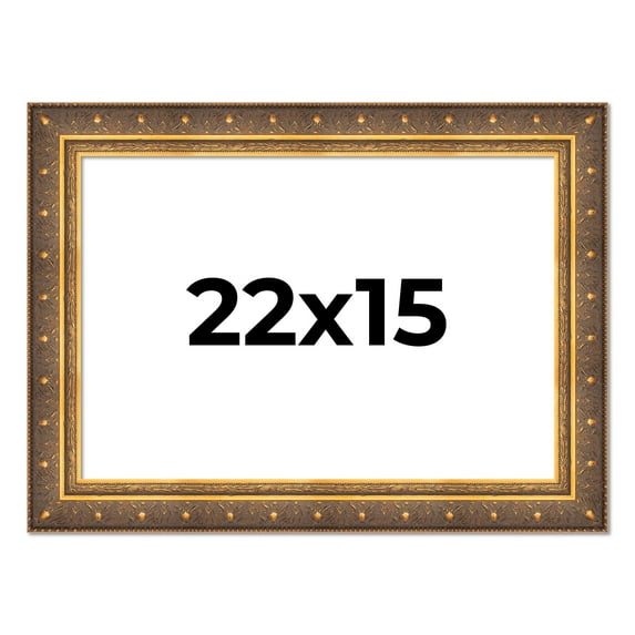 22x15 Frame Vintage Gold Solid Wood Picture Frame | 2.5 Inch Moulding Width | Ornate Bronze Museo