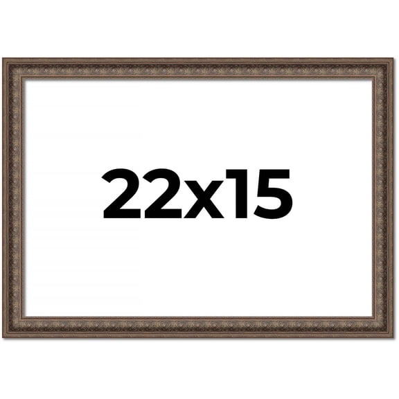 22x15 Ornate Brown Real Wood Picture Frame Width 1.5 Inches | Interior Frame Depth 0.5 Inches |