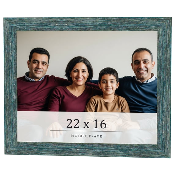 22x16 Frame Blue Rustic Barnwood Solid Wood Picture Frame Width 1.25 Inches | Interior Depth 0.5