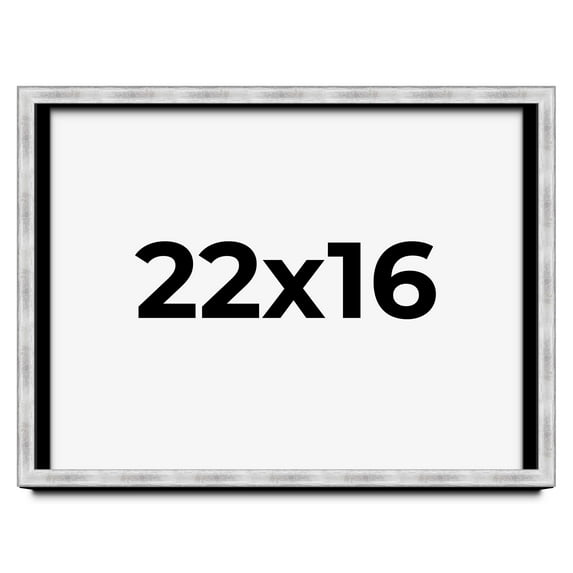 22x16 Frame Brushed Silver Solid Wood Picture Frame | 0.75 Inch Moulding Width | Rabbet Depth 0.75